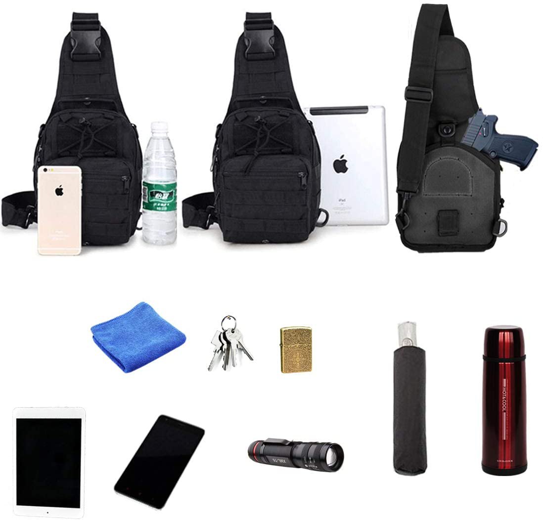 Detachable Strap Tactical Sling Bag, Compact Molle Crossbody Chest Backpack with Velcro Patch Area for Outdoor Fishing Hunting Daily EDC