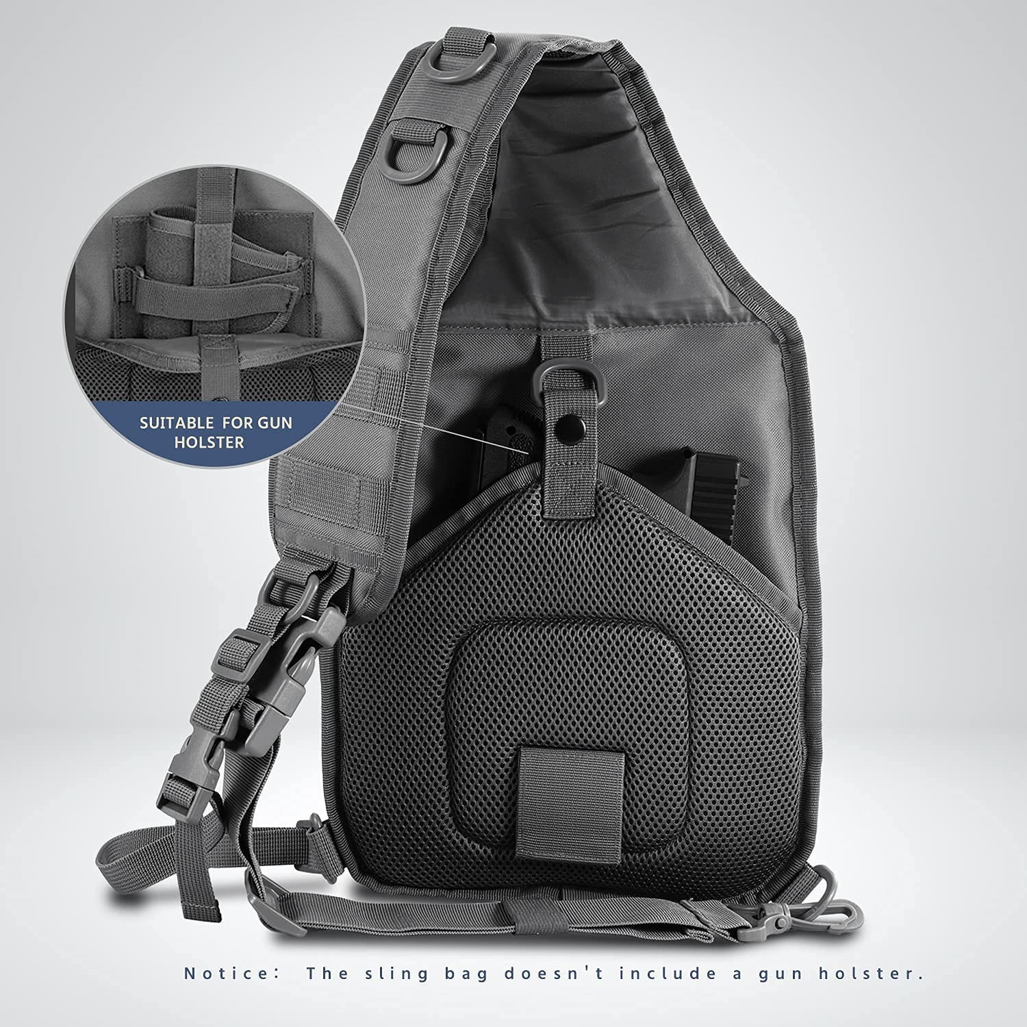 Military Tactical Sling Bag, 600D Oxford Molle EDC Crossbody Chest Backpack with Padded Strap for Hunting Hiking Fishing Daily Carry