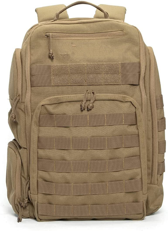 Tactical Backpack Coyote Brown, Water Resistant Molle Military Rucksack with Built-in Admin Pocket & Laptop Compartment for Outdoor Work Travel