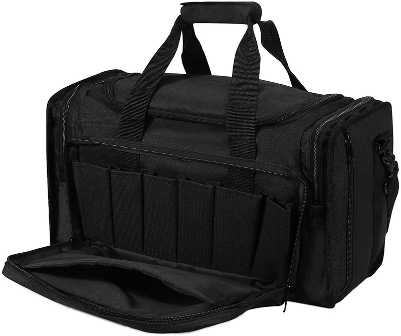 18 Inch Tactical Gun Range Bag, Multi Divided Interior Storage Duffle Bag Holds Handguns, Magazines, Ear Protection & Shooting Glasses for Range Hunting