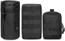 3 Pack Tactical Molle Pouches, Utility Admin Organizer Pouch, Water Bottle Holder, Small Vertical EDC Gear Bag