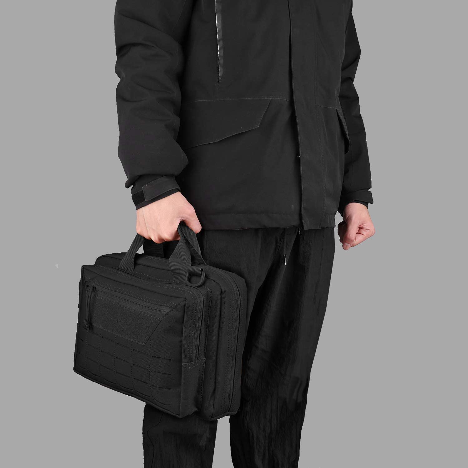 Multi-Purpose Tactical Shoulder Bag, Lockable Pistol Carry Bag with Laser-Cut MOLLE Panel
