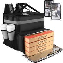 Large Insulated Backpack Expandable Cooler Bags with Reflective Strip Reusable Pizza Food Delivery Bag Food Delivery Bag