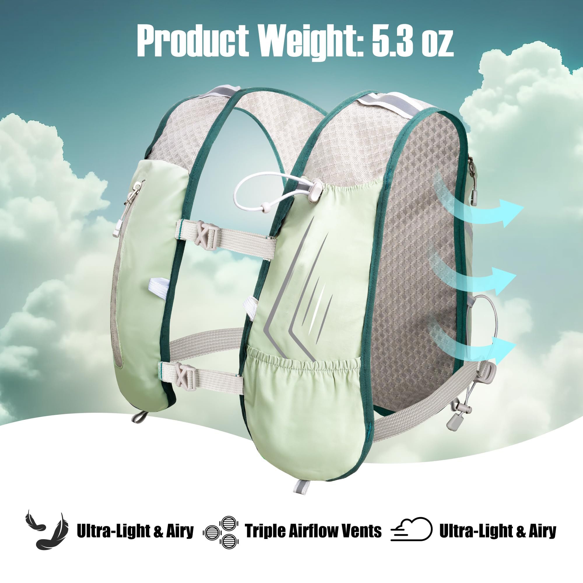Lightweight Running Vest Hydration Backpack Hydration Vest with 2L Water Bladders Fit for Men Women Hiking Cycling Camping Festival Marathon