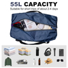 55L Foldable Water Repellent Duffle Bag, Large Capacity Packable Travel & Gym Carry Bag with Adjustable Straps