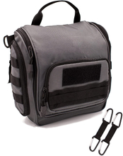 Tactical Hanging Travel Toiletry Bag, Water Resistant Foldable Wash Bag with MOLLE Webbing & Detachable Hanging Straps for Outdoor Camping Hiking Business Trip