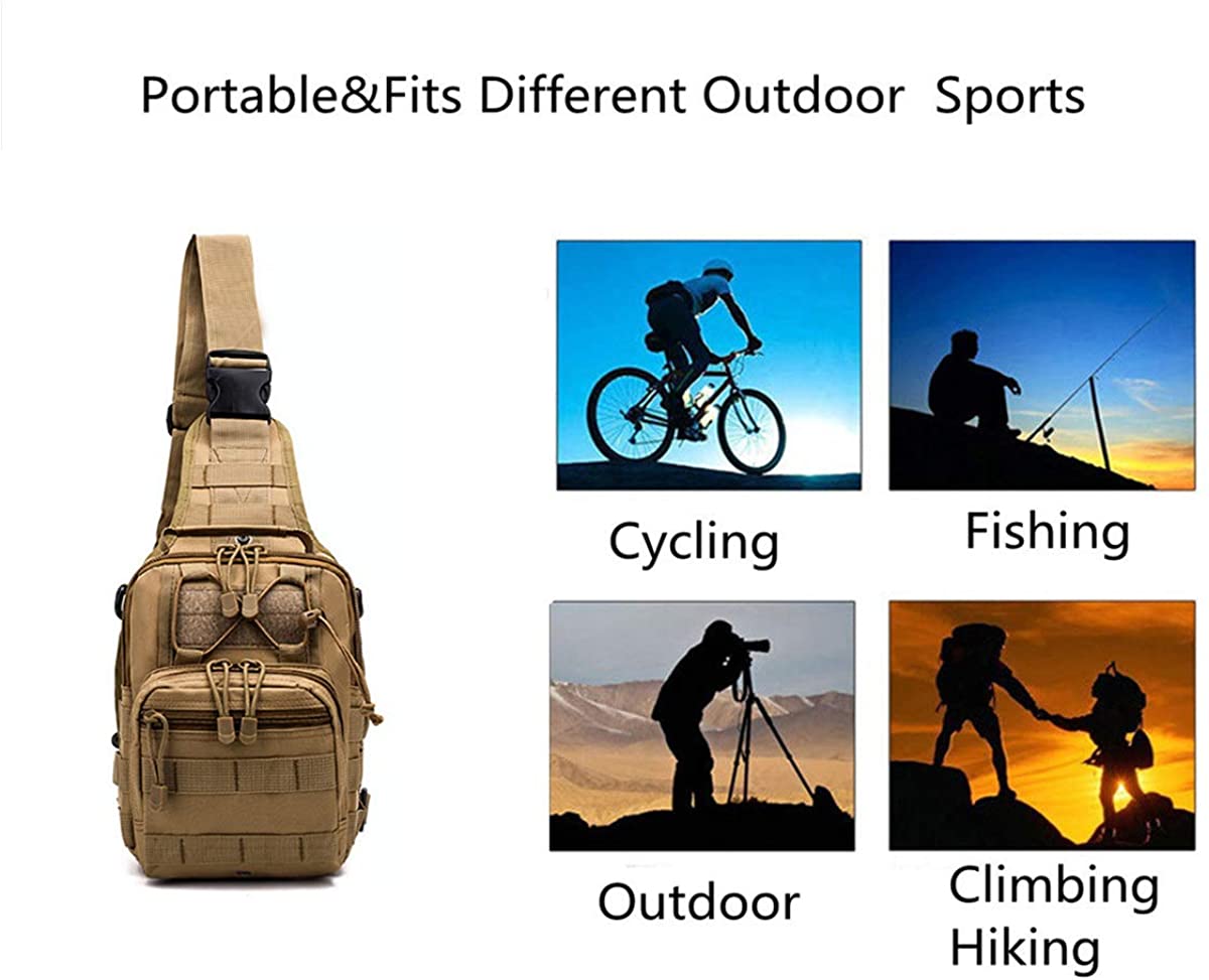 Lightweight Tactical Sling Bag, Compact MOLLE Chest Crossbody Pack with Adjustable Strap, Water Resistant EDC Shoulder Bag for Hiking Cycling Daily Outdoor Carry