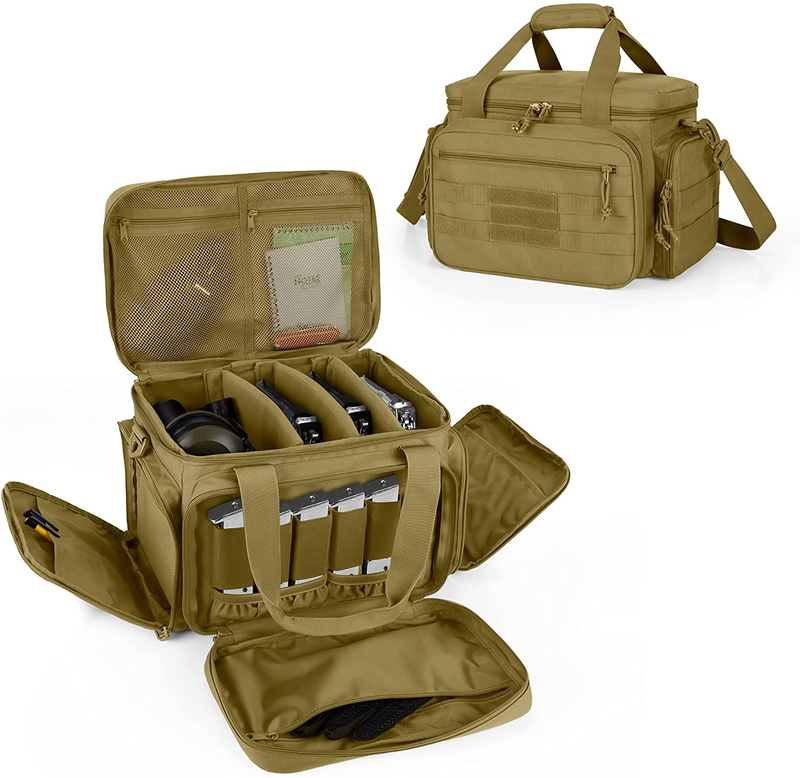 Tactical Pistol Range Bag with Removable Padded Dividers, Water Resistant Shooting Duffle Bag