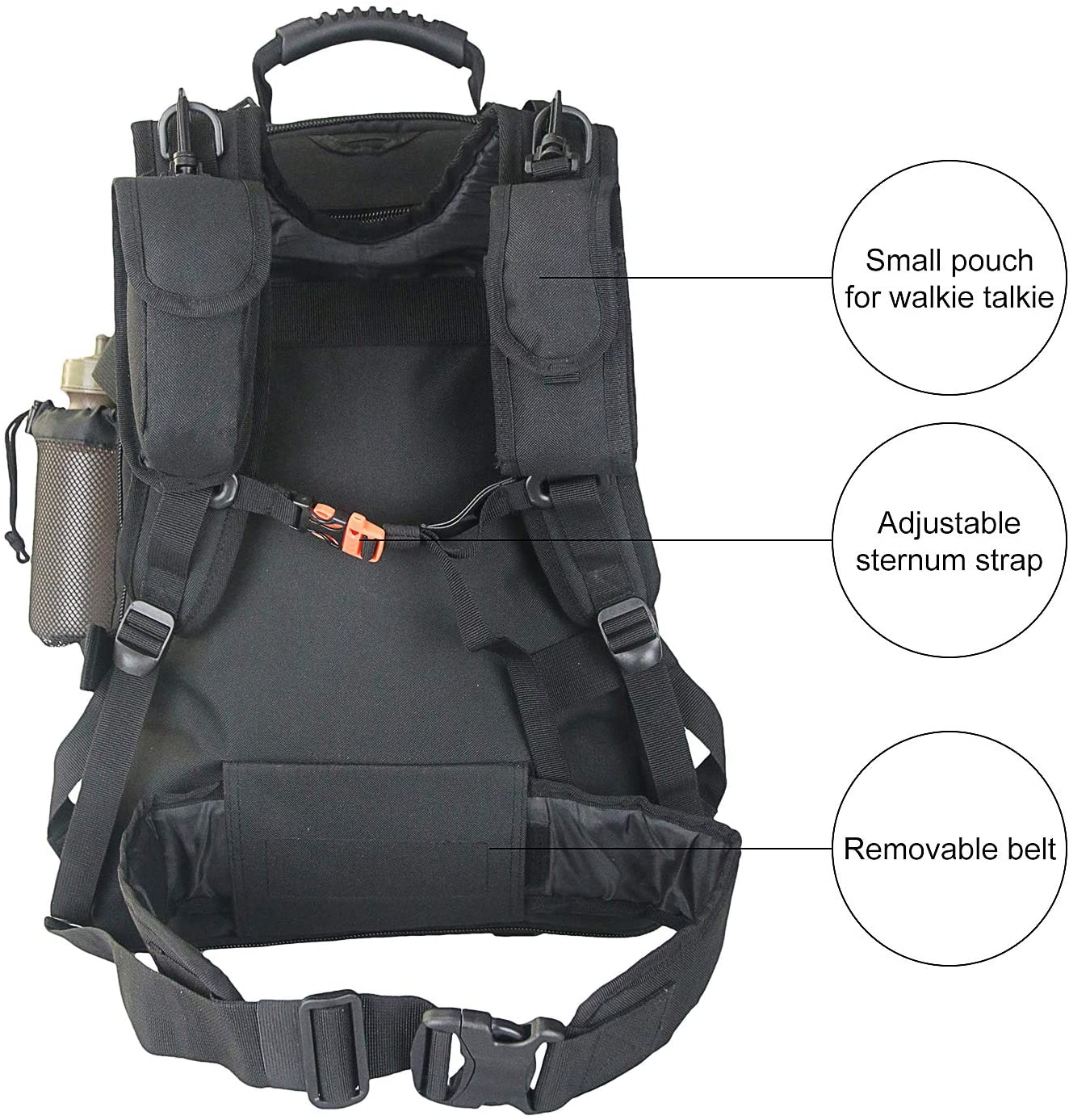 Expandable Tactical Backpack , Water Resistant Military Rucksack, Adjustable Capacity Outdoor Backpack with Water Bottle Holder