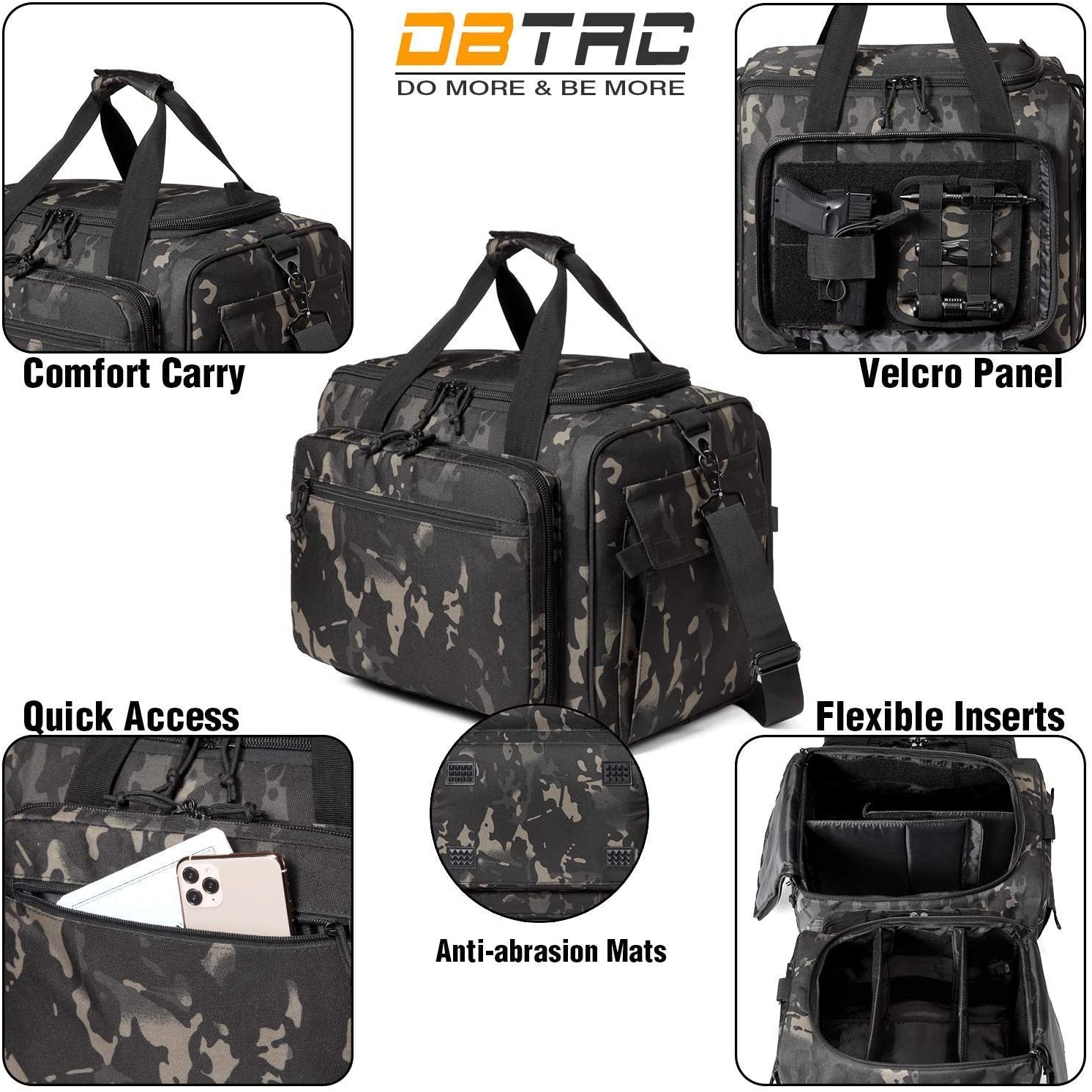 Camo Tactical Pistol Range Bag, Multi-Pistol Soft Shooting Duffle Bag with Magazine Storage & MOLLE Webbing