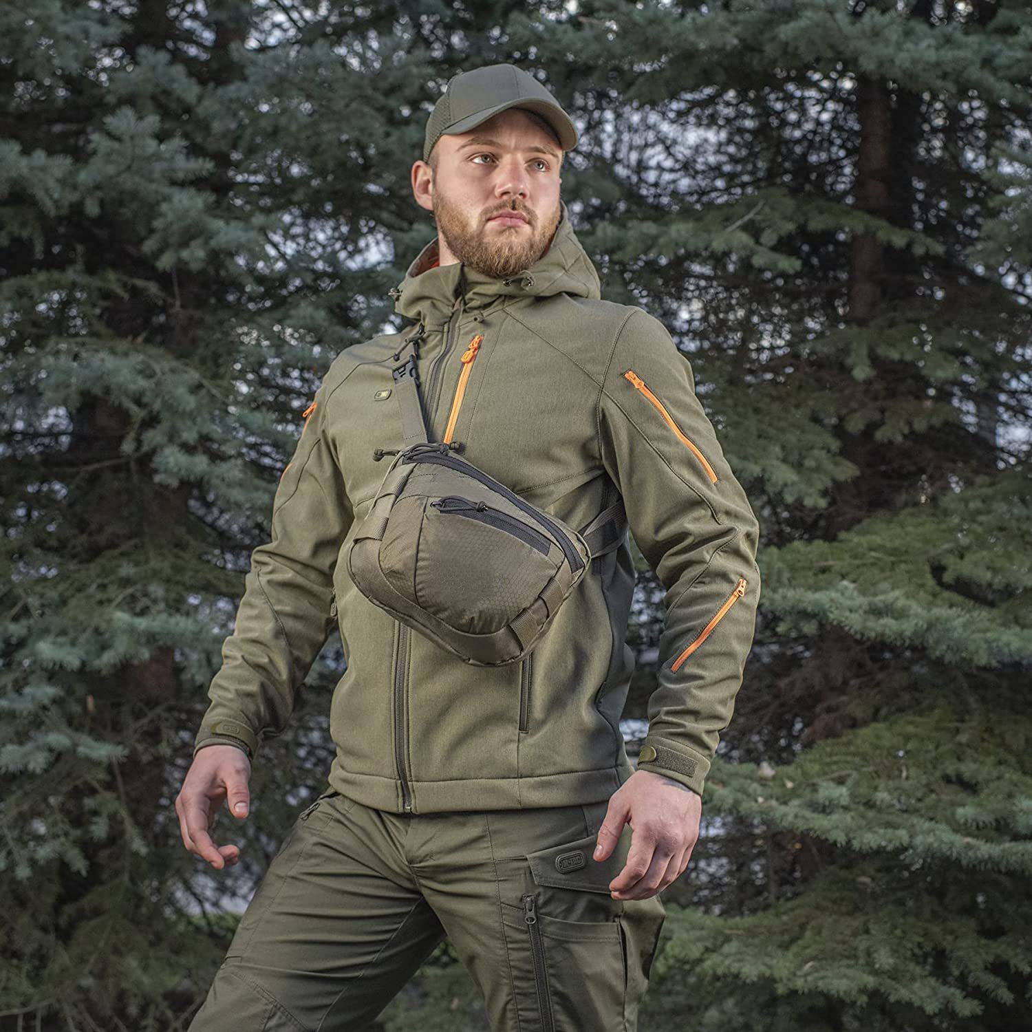 Lightweight Tactical Crossbody Sling Bag, Hexagon Ripstop Nylon MOLLE Waist Fanny Pack, Compact EDC Shoulder Pouch for Hunting, Hiking, Daily Carry & Outdoor Activities