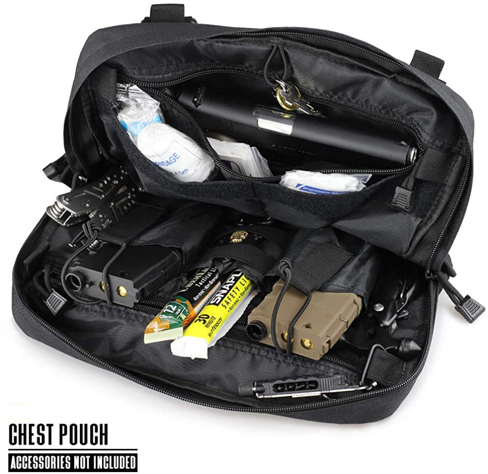 Tactical Chest Rig Utility Pouch, Lightweight MOLLE Chest Pack with Breathable Mesh Back Panel, Adjustable Harness for EDC, Shooting, Hunting & Outdoor Daily Carry