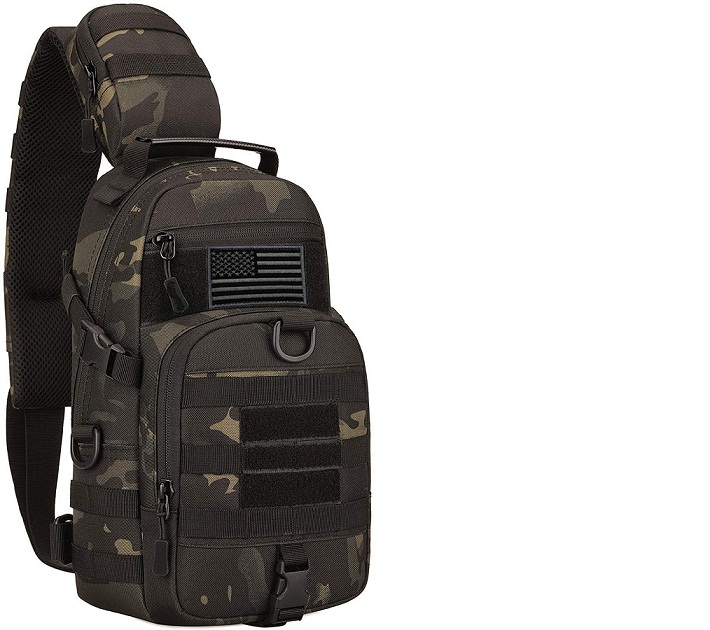 Mini Tactical Sling Chest Pack, Lightweight Single Shoulder Crossbody Bag with MOLLE Webbing