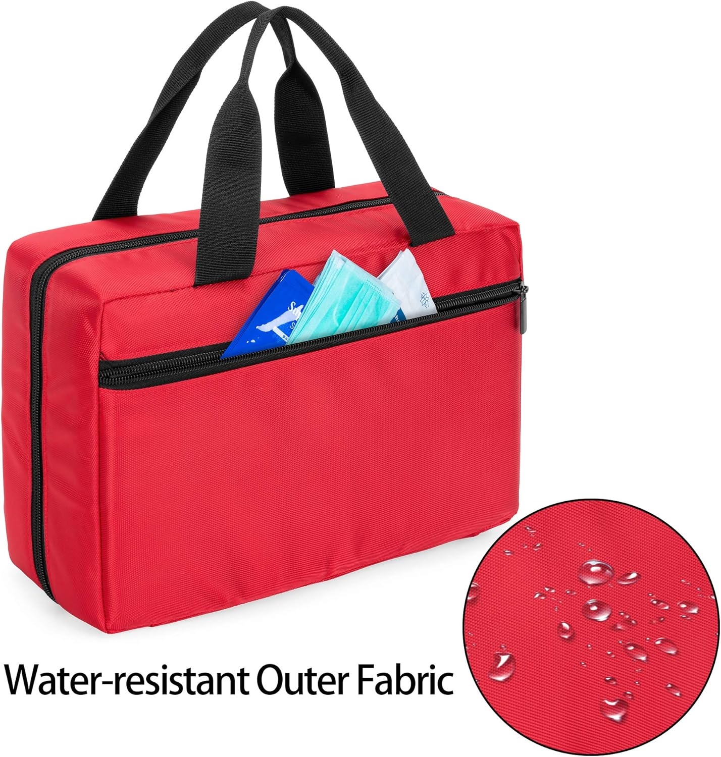 Lightweight Foldable First Aid Kit Bag, Multi Clear Pocket Empty Medical Organizer for Travel, Car & Household Emergency