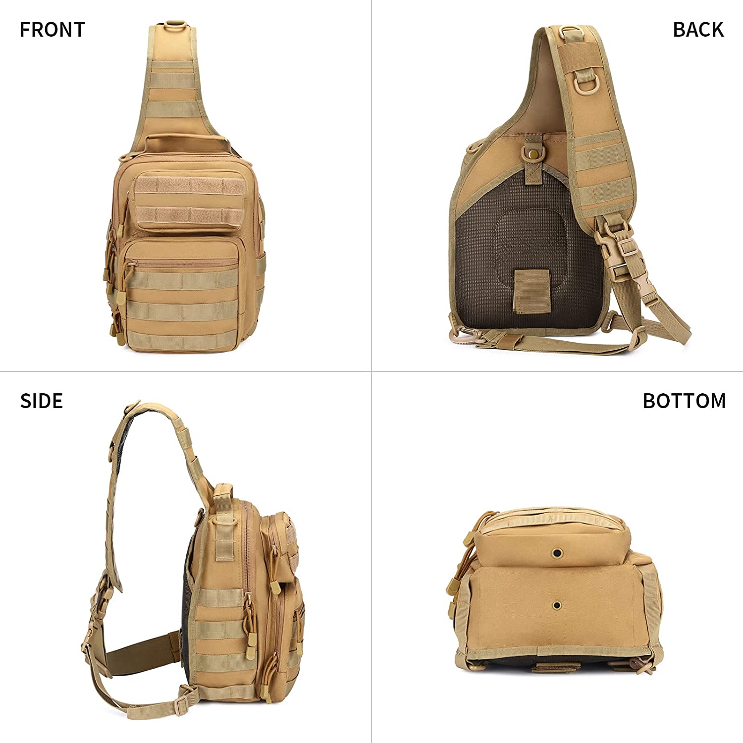 20L Tactical Sling Bag, Molle Crossbody Chest Pack, Lightweight EDC Shoulder Sling Backpack Fits 7.9-inch iPad for Hiking, Cycling, Hunting & Daily Outdoor Carry