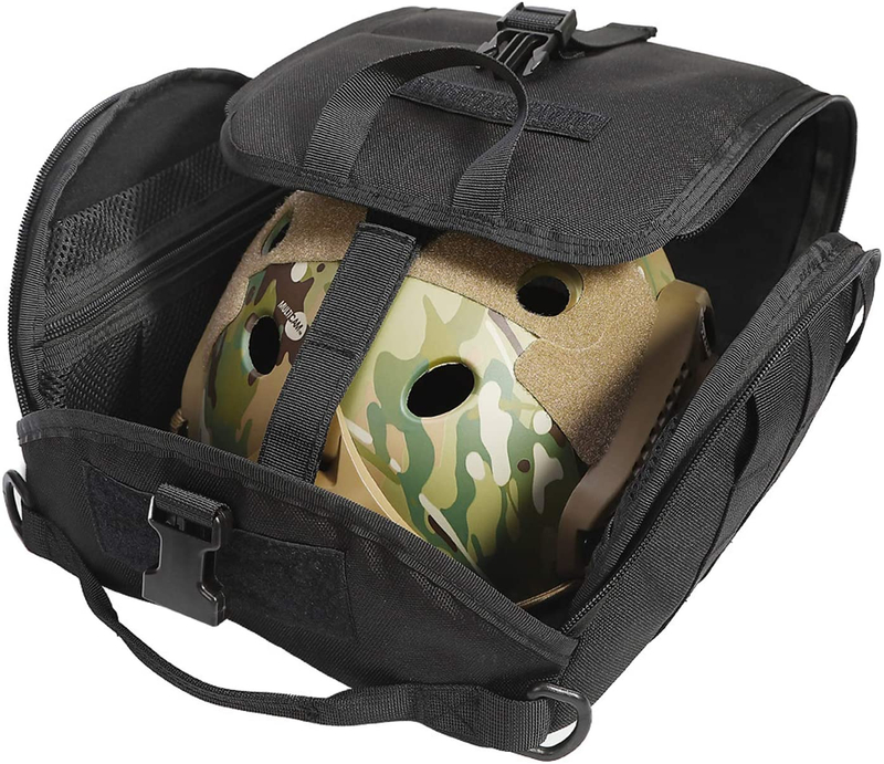 Tactical Helmet Bag, Protective Helmet Carry Case with Hook-and-Loop Panel & MOLLE Webbing, Portable Helmet Transport Pouch for Airsoft, Paintball, Outdoor Tactical Gear
