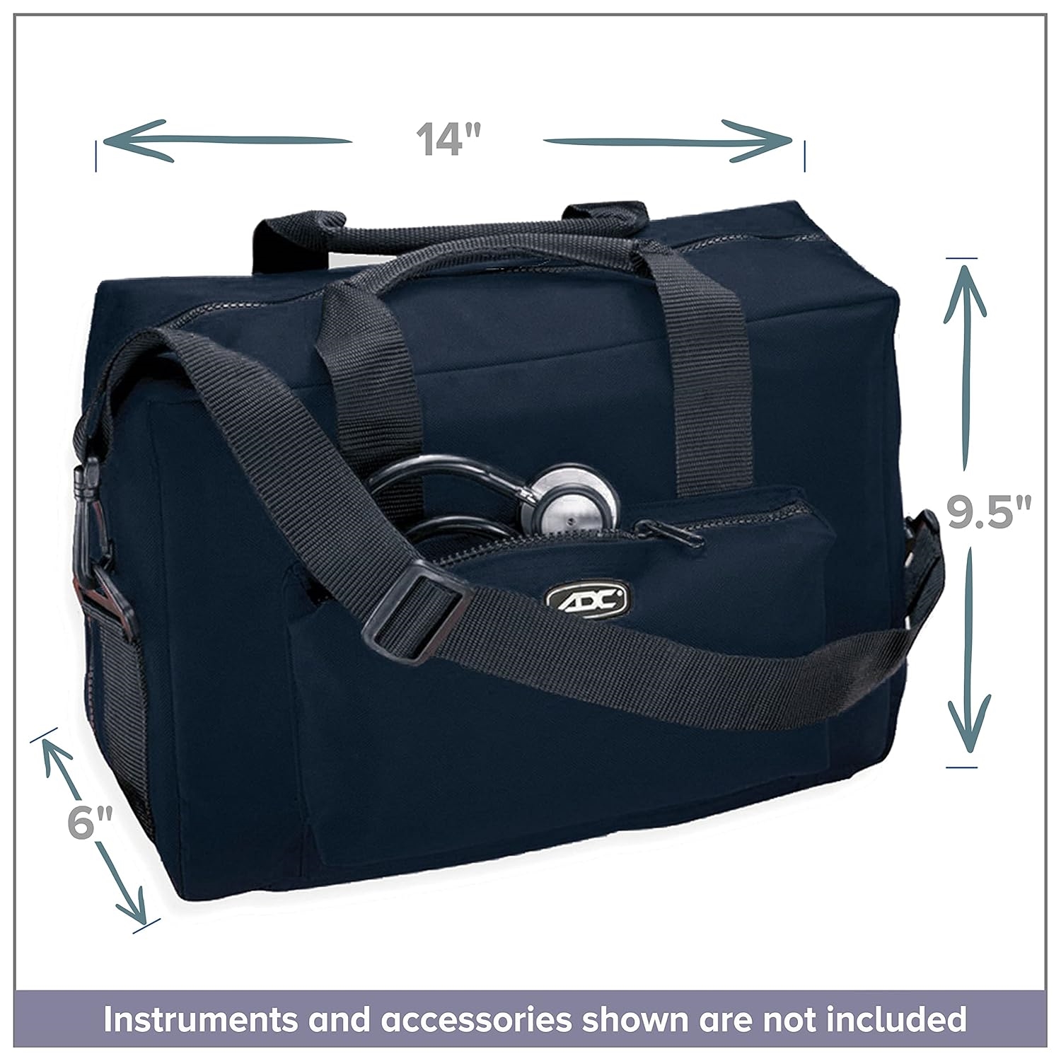 Professional Nurse Medical Equipment Bag, Empty Doctor Clinical Instrument Tote with Detachable Shoulder Strap for Home Visits & Clinic Use