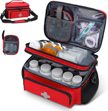 Double Layer Medicine Storage Bag, Large Empty Family First Aid Kit Organizer with Detachable Small Pouch for Travel & Household Use