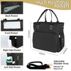 Quilted Multi-Pocket Insulated Lunch Bag, Waterproof Large Capacity Thermal Tote with Detachable Adjustable Shoulder Strap for Office & Daily Picnic