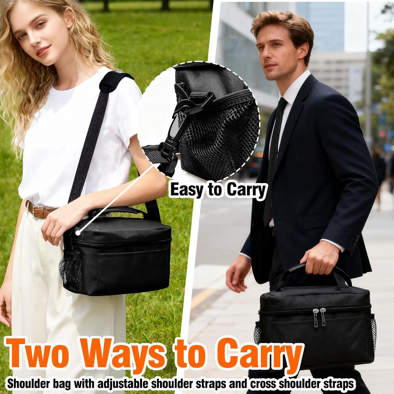 Lunch Bag Insulated Reusable Lunch Box Leakproof Cooler Tote Bag Freezable with Adjustable Shoulder Strap