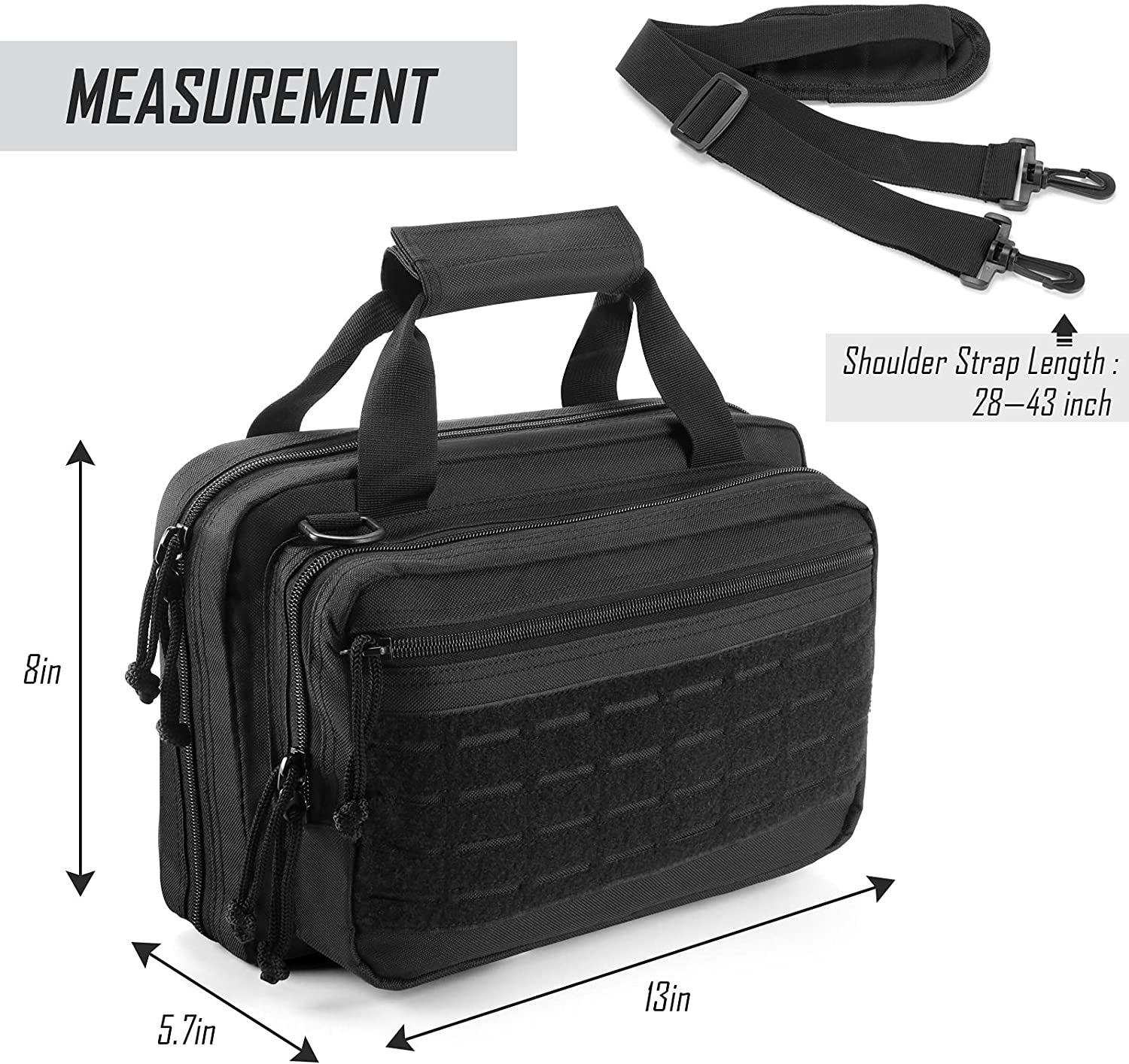 Tactical Pistol Range Bag, Multi-Purpose Shooting Gear Carry Bag with MOLLE Panel