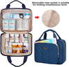 2 Sizes Waterproof Quilted Medicine Carry Bag, Portable Travel Pill Organizer with Front Pocket & Lockable Zippers