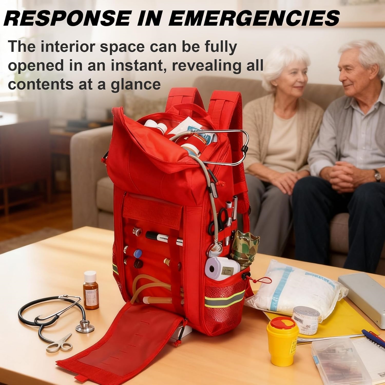 Large Capacity Emergency Medical Backpack, Reflective EMT Trauma Backpack for Paramedics & Outdoor First Aid Rescue