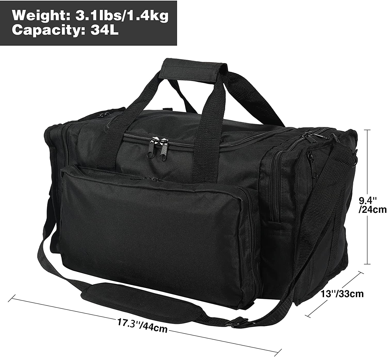 34L Large Tactical Duffle Bag, Water Resistant Heavy Duty Gym Duffel with Detachable Shoulder Strap