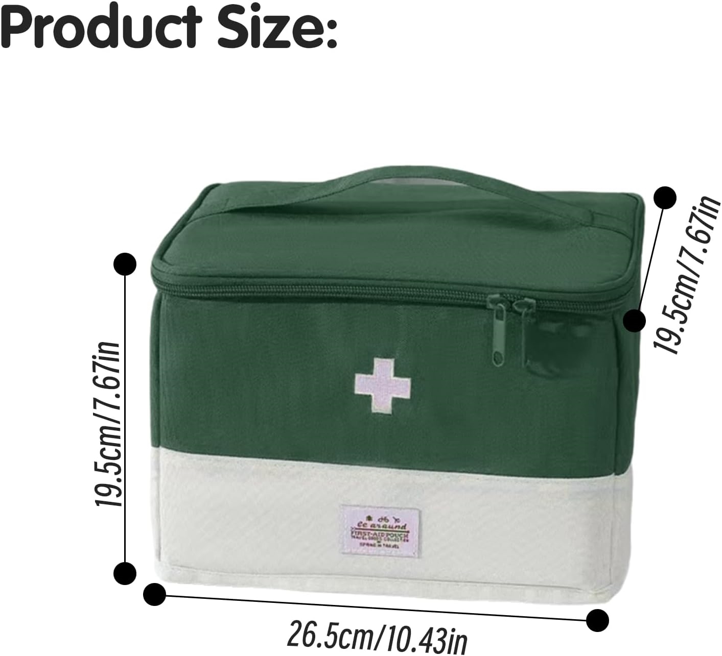 Lockable First Aid Storage Bag, Large Capacity Portable Household Medical Organizer with Mesh Lid Pocket & Carry Handle