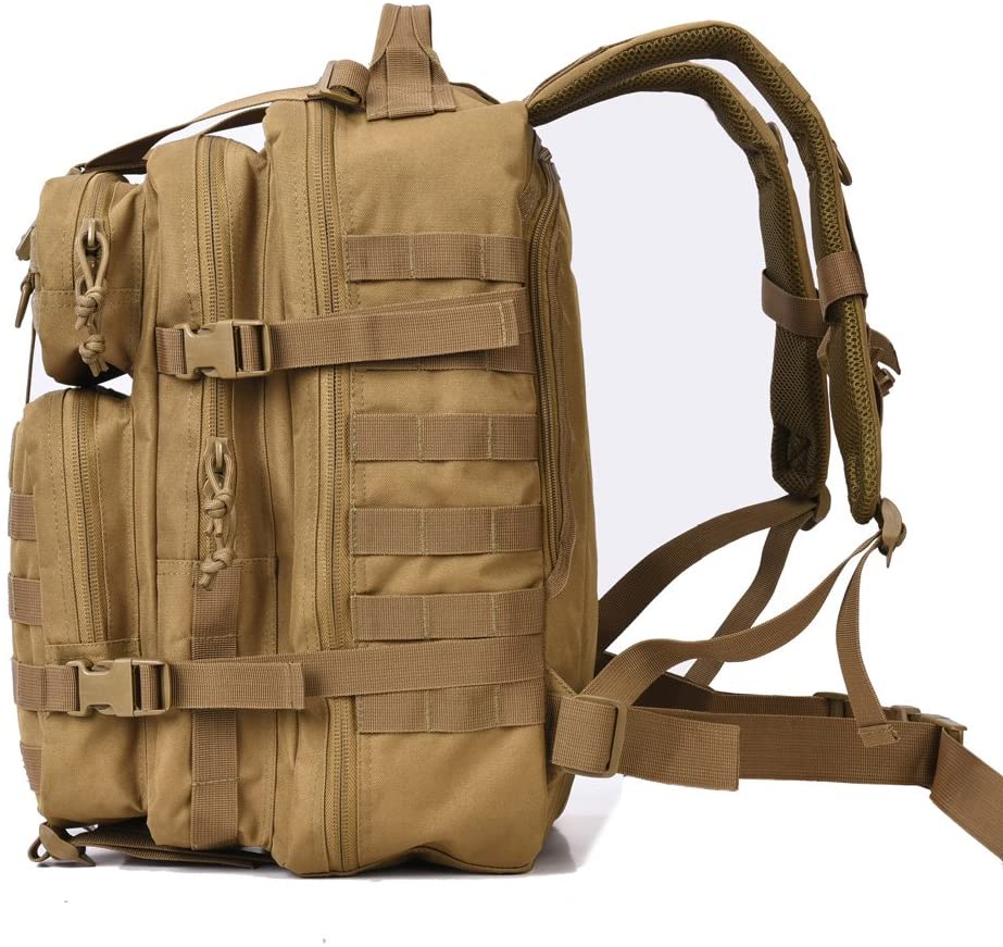 42L Coyote Brown Tactical Backpack, Anti-Slip Stable Strap Design Water Resistant Molle Assault Rucksack for Outdoor Hunting Camping Hiking