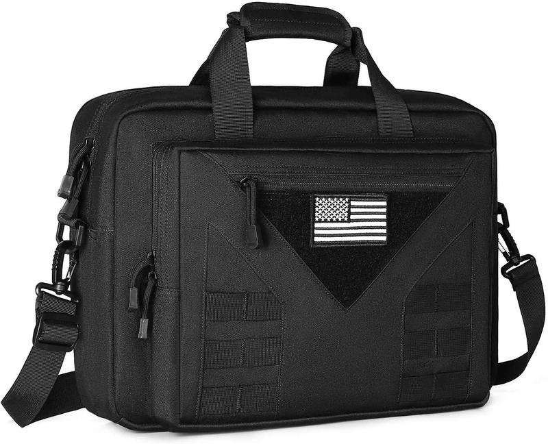 Tactical Laptop Messenger Bag Fits 15.6 Inch Notebook, Waterproof Polyester Molle Military Briefcase Multi Storage Pockets for Patrol Work Travel
