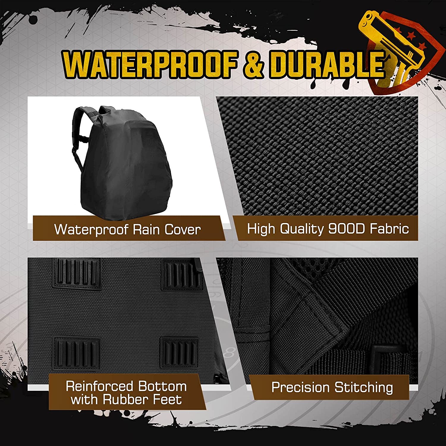 900D Waterproof Tactical Range Backpack with Pistol Case, Multi-Pocket Gun Backpack for Shooting Hunting Ammo Gear