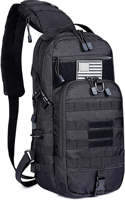10L Mini Tactical Sling Crossbody Bag, Molle Webbing Single Shoulder Chest Pack Fits iPad for Outdoor Hunting Fishing Daily EDC
