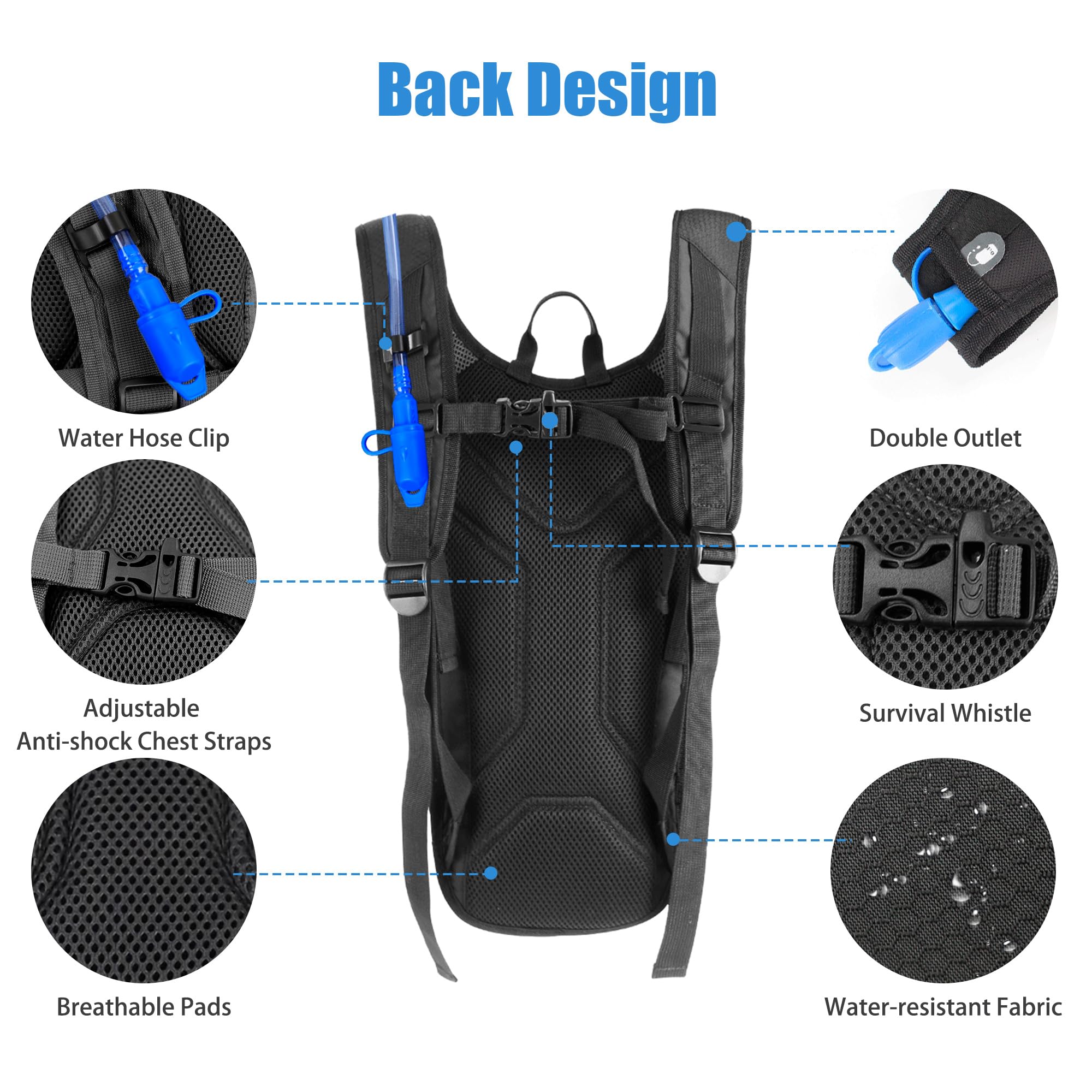 Hydration Backpack with 2L Hydration Bladder Water Backpack for Hiking Hydration Pack for Running Cycling Hiking