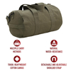 Heavy Duty Canvas Gym Duffle Bag, Natural Water Resistant Cylindrical Travel Carry Bag with Dual Handles & Detachable Strap