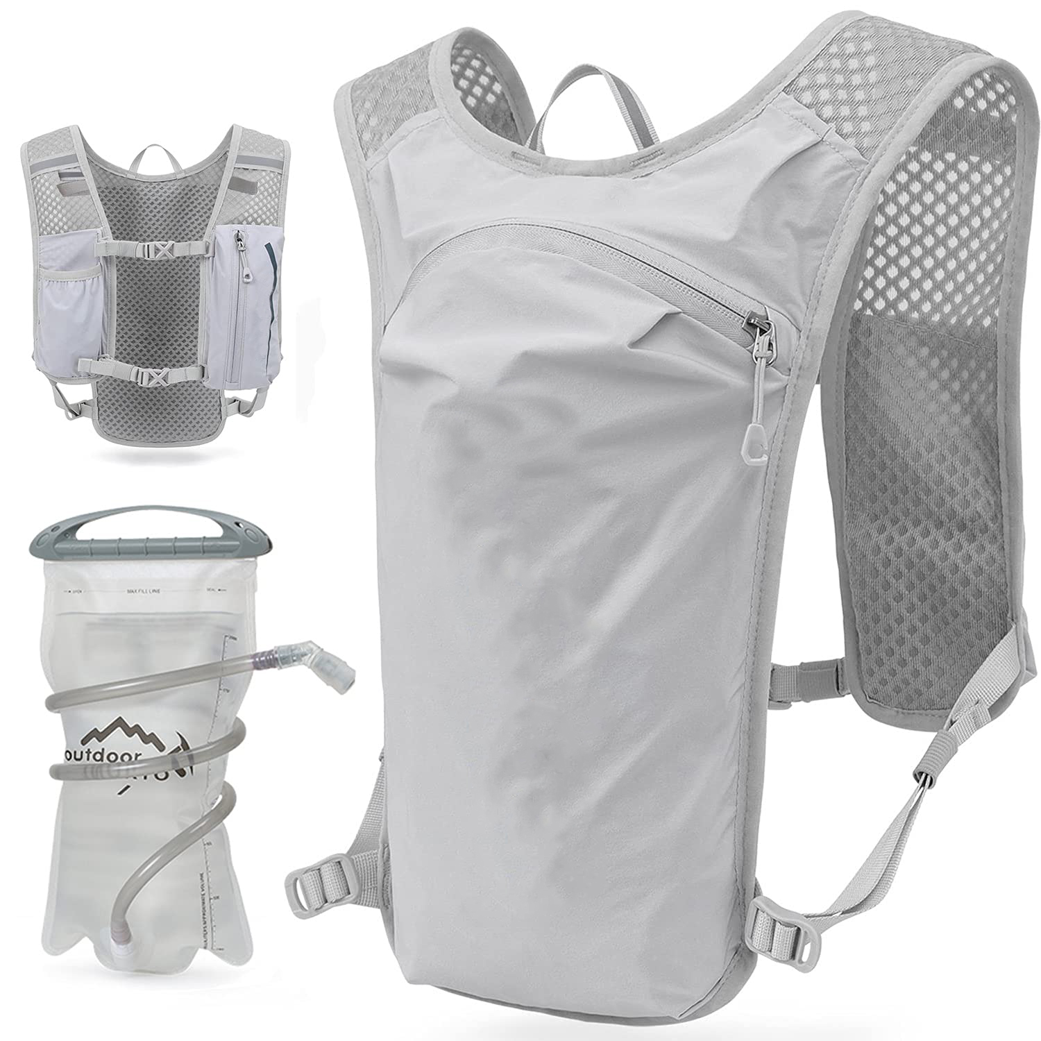 Running Hydration Vest Backpack Lightweight Insulated Pack with 1.5L Water Bladder Bag Daypack for Hiking Trail Running Cycling Race Marathon for Women Men