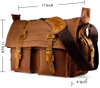 Vintage Waxed Canvas Messenger Bag with Genuine Leather Trim, 17 Inch Retro Crossbody Shoulder Bag, Multi-Purpose Camera & Laptop Satchel for Travel, Photography & Daily Use