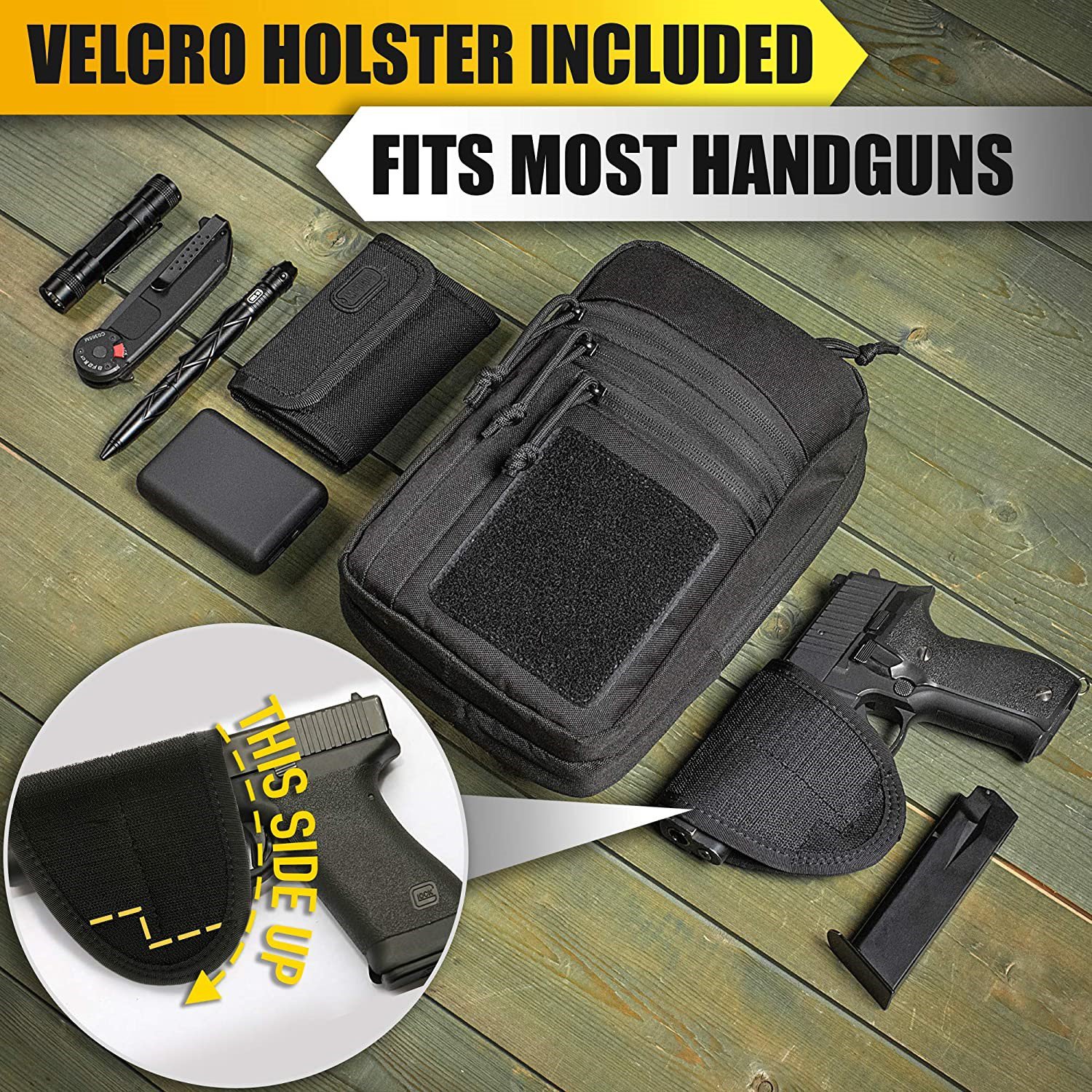 Tactical Concealed Carry Sling Bag, Quick Access Chest Pack for Handgun, Lightweight Concealment Crossbody Bag for Outdoor, Daily EDC & Shooting