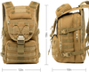 Coyote Brown MOLLE Tactical Backpack, Multi-Pocket Outdoor Rucksack with Detachable Top Pouch, Lightweight Pack for Hiking, Hunting, Camping & Shooting Range