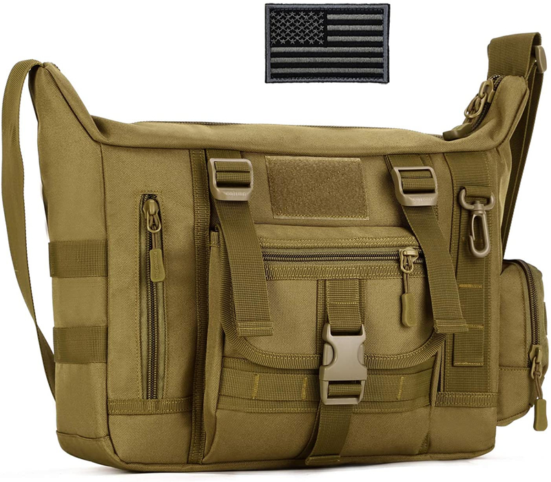 Tactical Messenger Bag, Military Crossbody Shoulder Pack, MOLLE EDC Satchel Bag for Travel, Work, Shooting Range & Outdoor Daily Carry
