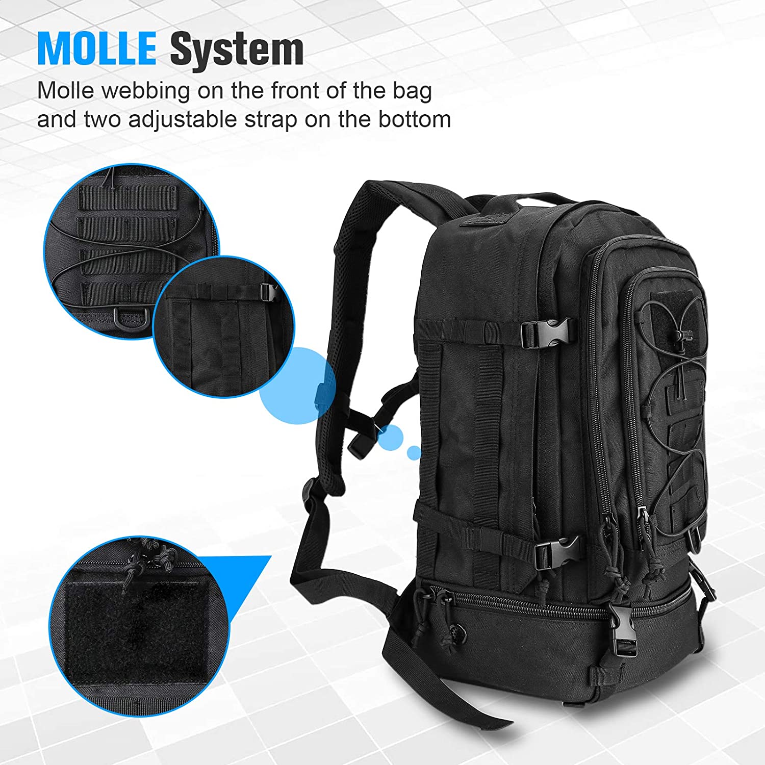 30L Tactical Backpack for Men, Water Resistant Oxford Military Rucksack with Padded Shoulder Straps & Waist Belt, Expandable Outdoor Daypack for Hiking Camping Shooting Trave