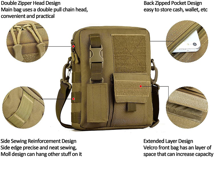 Mini Tactical Crossbody Bag, Water Resistant MOLLE Utility Shoulder Pack Small EDC Sling Bag for Hunting Hiking Daily Outdoor Carry