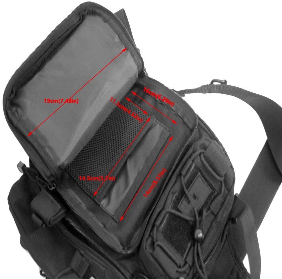 Tactical Sling Chest Bag, Laser Cut MOLLE Crossbody Shoulder Pack for Shooting Hiking EDC Fishing