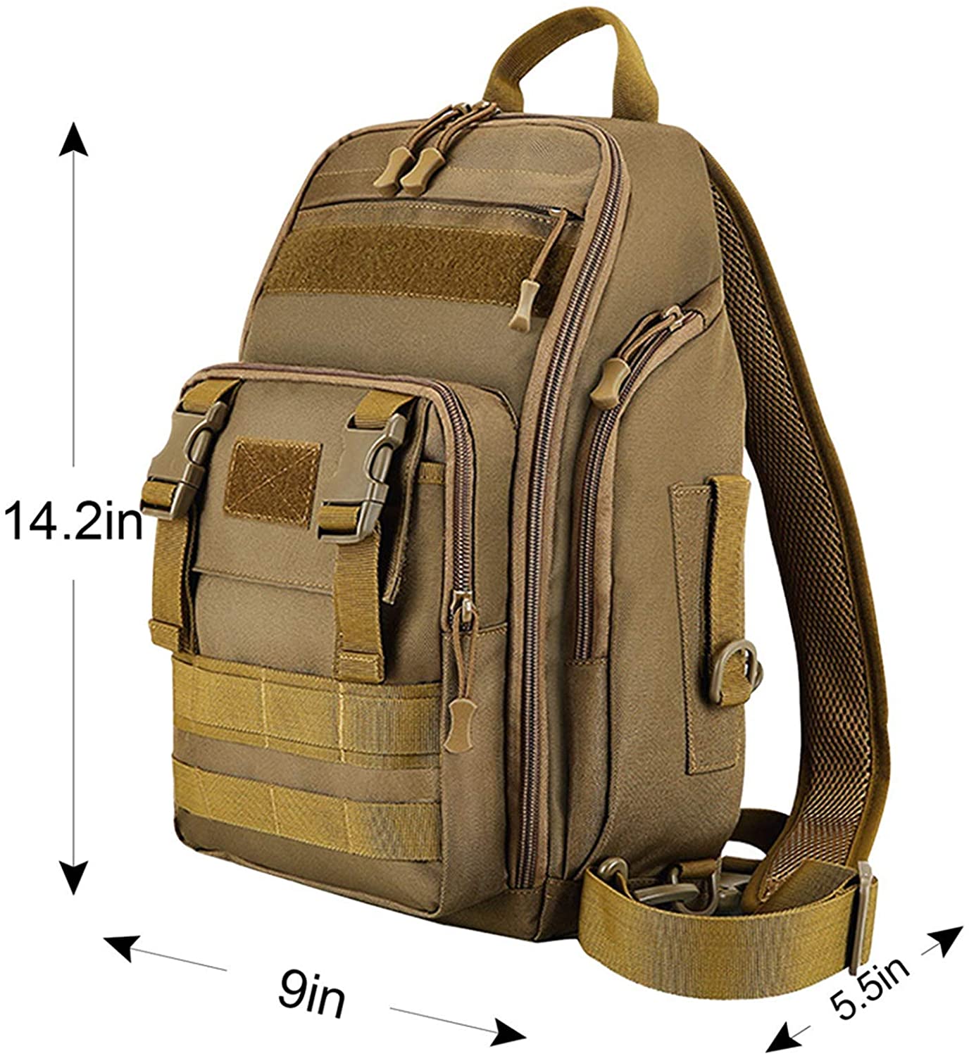 Mini Tactical Sling Chest Backpack, Lightweight MOLLE Crossbody Shoulder Pack, Water Resistant EDC Daypack for Hiking Fishing Shooting Daily Carry