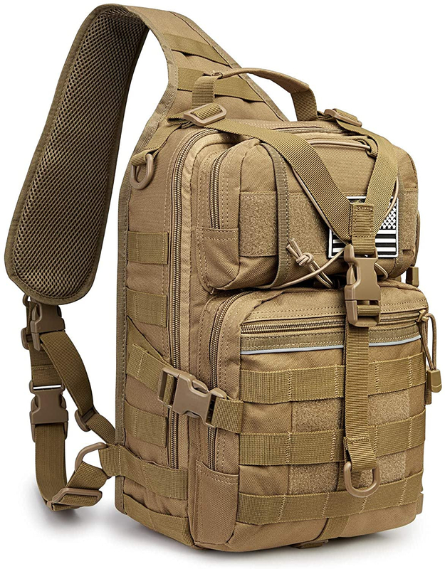 Tactical Sling Bag Crossbody Chest Pack, MOLLE Shoulder Sling Backpack Fits 9.7-inch iPad for EDC Shooting Hiking Fishing Cycling