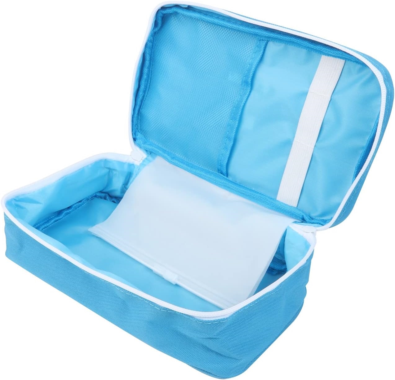 Lightweight Blue First Aid Bag, Waterproof Portable Empty Emergency Medical Organizer with Stitched Medical Cross Logo
