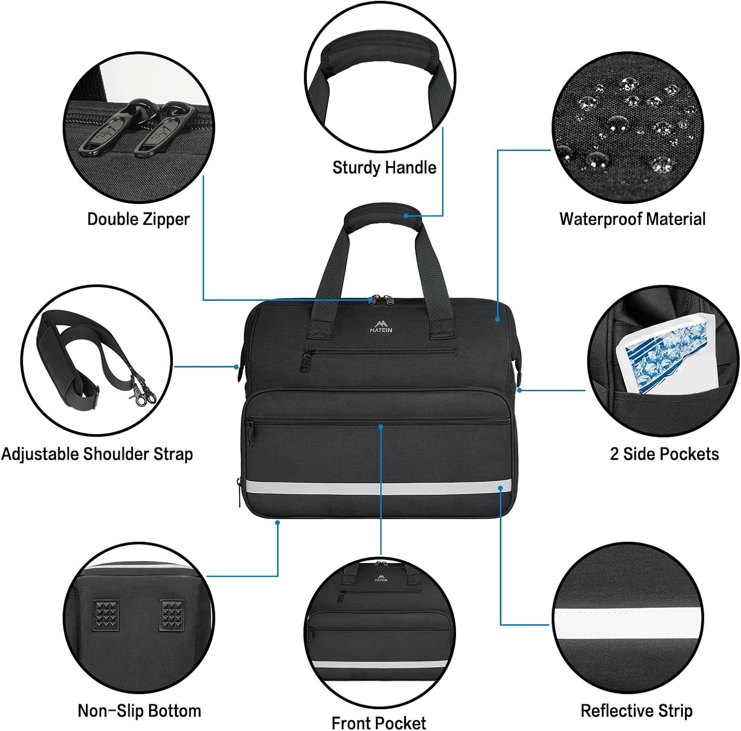 Reflective Large Medical Nurse Bag, Multi-Compartment Empty EMT First Aid Organizer for Home Visits & Clinical Use