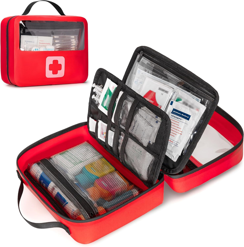 Waterproof Hard Case Medicine Storage Bag, Clear View Empty First Aid Organizer for Household & Outdoor Emergency