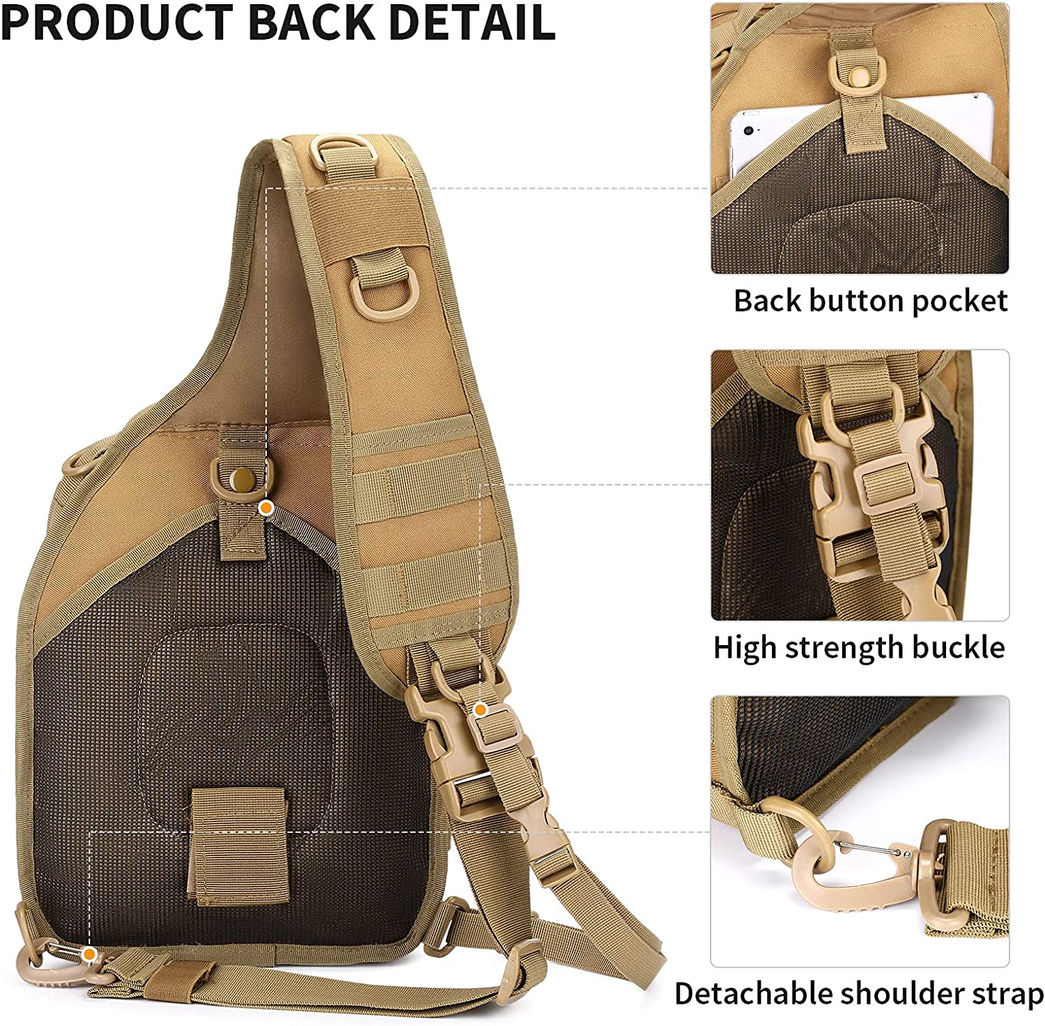 20L Tactical Sling Bag, Molle Crossbody Chest Pack, Lightweight EDC Shoulder Sling Backpack Fits 7.9-inch iPad for Hiking, Cycling, Hunting & Daily Outdoor Carry