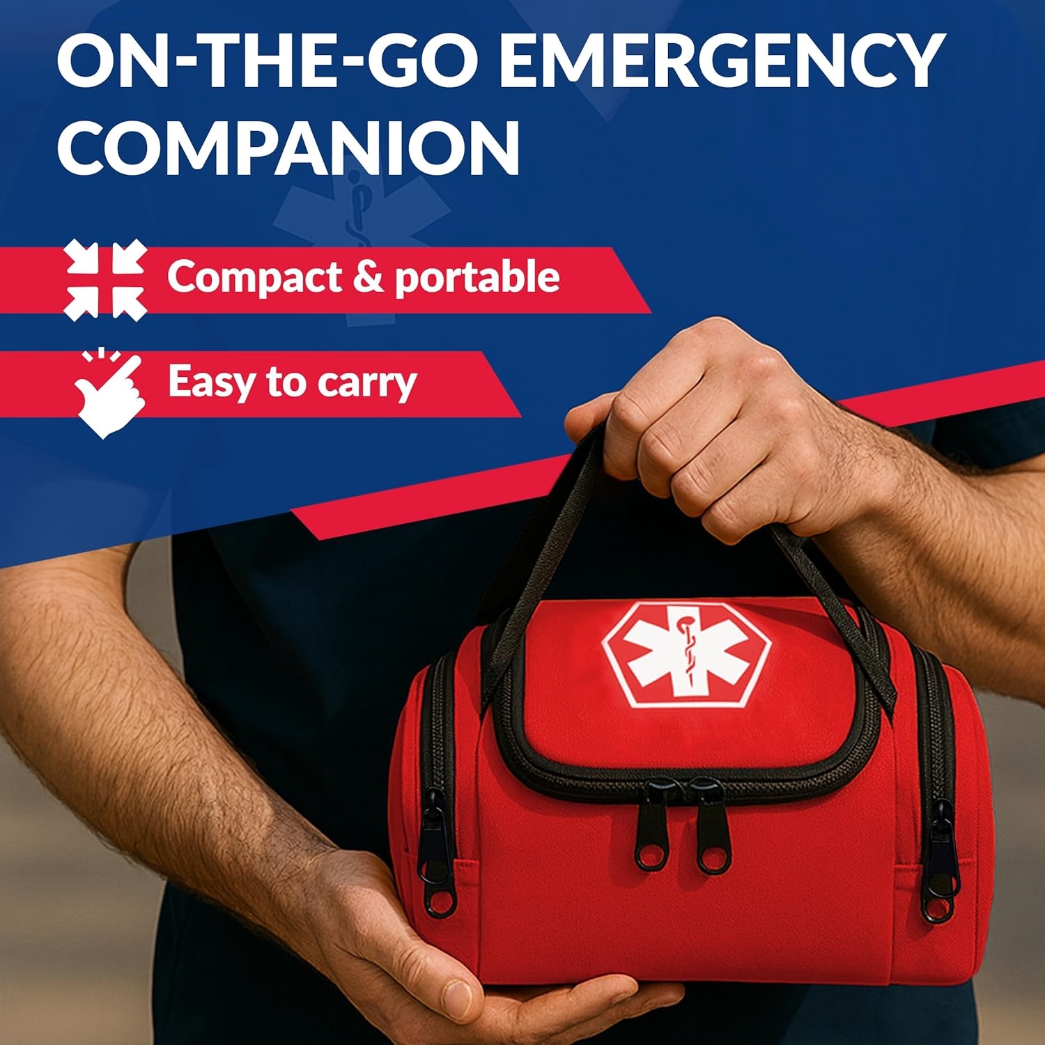 Compact Water Resistant First Responder Medical Bag, Multi Pocket Quick Access Empty EMT Trauma Organizer for Emergency Use